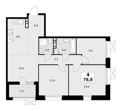 Купить квартиру у метро Бунинская аллея в Москве. Вариант № 92773, 0, площадь -  квм, цена 29118964 рублей