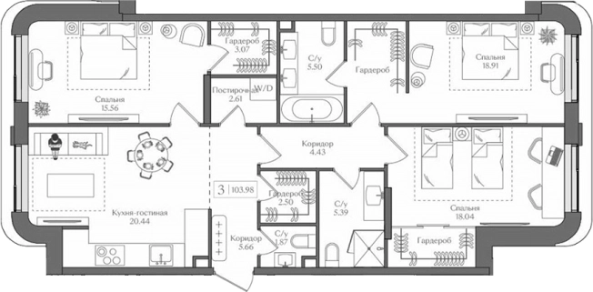 Купить многокомнатную квартиру у метро Преображенская площадь в Москве. Вариант № 3567684, 0, площадь -  квм, цена 39246369 рублей