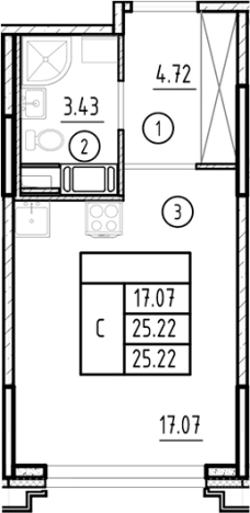 Купить Студию у метро Горный институт в Санкт-Петербурге. Вариант № 8996664, 0, площадь -  квм, цена 10708412 рублей