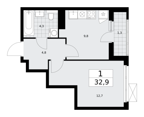 Купить однокомнатную квартиру в ЖК Бунинские кварталы в Москве. Вариант № 489515, 0, площадь -  квм, цена 12973457 рублей