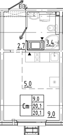 Купить Студию на вторичке на улице проспект Авиаторов Балтики в Мурине. Вариант № 8086004, 0, площадь -  квм, цена 3674782 рублей