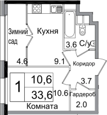 Купить однокомнатную квартиру в ЖК Сиреневый парк в Москве. Вариант № 62644, 0, площадь -  квм, цена 10906560 рублей