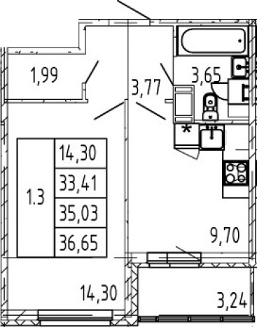 Купить однокомнатную квартиру в новостройках в ЖК Полис ЛАВрики в Мурине. Вариант № 112084, 0, площадь -  квм, цена 7623888 рублей