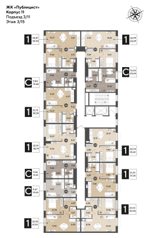 Купить квартиру в ЖК Публицист в Пушкине. Вариант № 3860764, 1, площадь -  квм, цена 6789289 рублей