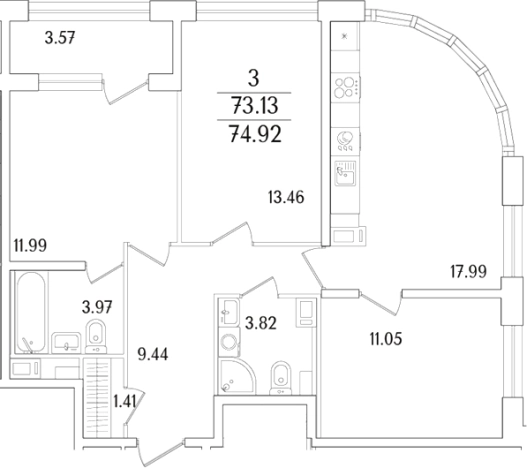 Купить четырехкомнатную квартиру в районе Калининский в Санкт-Петербурге. Вариант № 6232690, 0, площадь -  квм, цена 27480890 рублей