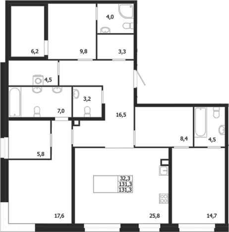 Купить трехкомнатную квартиру в ЖК ЛДМ в Санкт-Петербурге. Вариант № 6851380, 0, площадь -  квм, цена 64261490 рублей