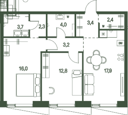 Купить двухкомнатную квартиру в новостройках в районе Щукино в Москве. Вариант № 143473, 0, площадь -  квм, цена 32856570 рублей
