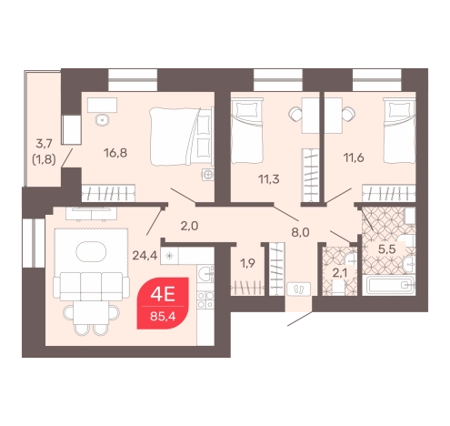 Купить четырехкомнатную квартиру на улице Шилова в Чите. Вариант № 5299975, 0, площадь -  квм, цена 12895400 рублей