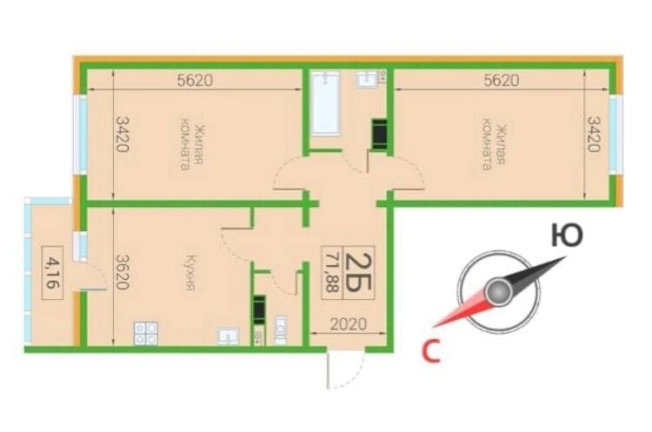 Купить двухкомнатную квартиру в Южно-Сахалинске. Вариант № 3557, 3, площадь -  квм, цена 12050000 рублей