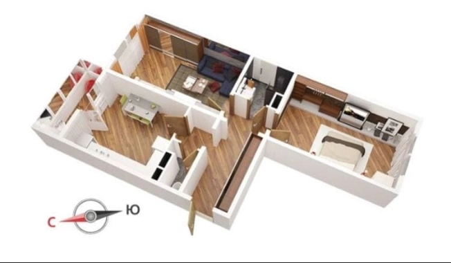Купить двухкомнатную квартиру в Южно-Сахалинске. Вариант № 3557, 1, площадь -  квм, цена 12050000 рублей