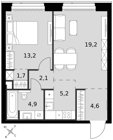Купить двухкомнатную квартиру в районе Хорошёвский в Москве. Вариант № 9471342, 0, площадь -  квм, цена 41081390 рублей