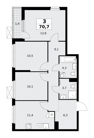 Купить квартиру у метро Потапово в Москве. Вариант № 100587, 0, площадь -  квм, цена 24933062 рублей