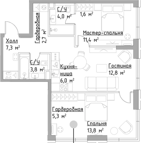 Купить трехкомнатную квартиру в ЖК Павелецкая Сити в Москве. Вариант № 132478, 0, площадь -  квм, цена 29837441 рублей