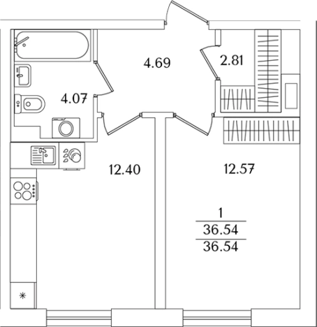 Купить однокомнатную квартиру на улице Тамбасова в Санкт-Петербурге. Вариант № 6713570, 0, площадь -  квм, цена 10984638 рублей
