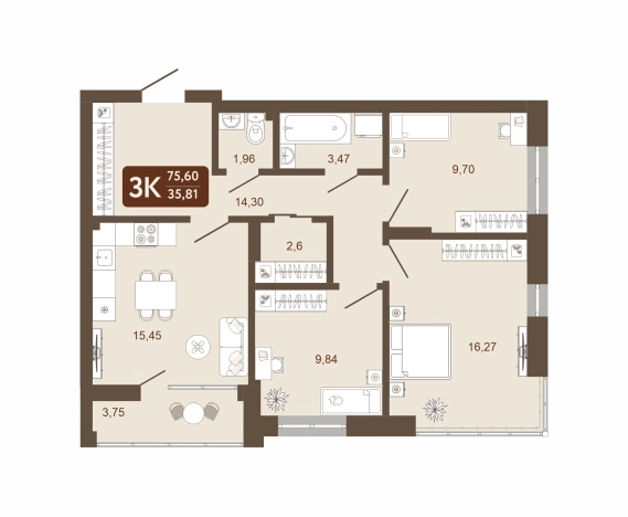 Купить квартиру в Кемерове. Вариант № 160978, 0, площадь -  квм, цена 10584000 рублей