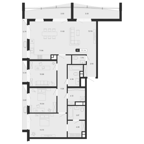 Купить многокомнатную квартиру в Республике Крым. Вариант № 155563, 0, площадь -  квм, цена 49534480 рублей
