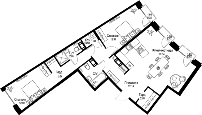 Купить трехкомнатную квартиру в новостройках в ЖК ID Petrogradskaya в Санкт-Петербурге. Вариант № 4829122, 0, площадь -  квм, цена 39136900 рублей