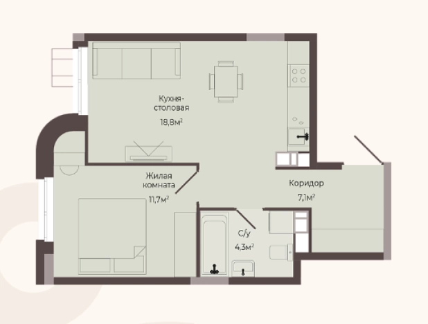 . Вариант № 123095, 0, площадь - 41.9 квм, цена 6829700 рублей