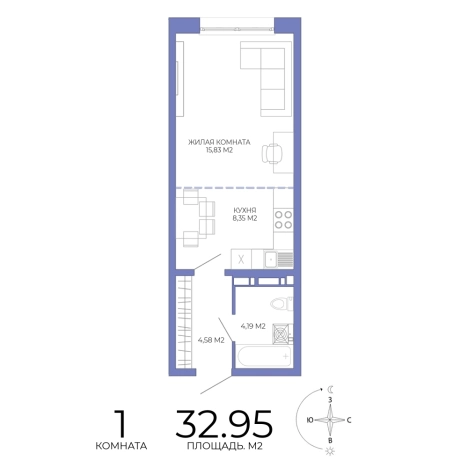 Купить однокомнатную квартиру на улице Побочинская в Пензе. Вариант № 127286, 0, площадь -  квм, цена 3031400 рублей