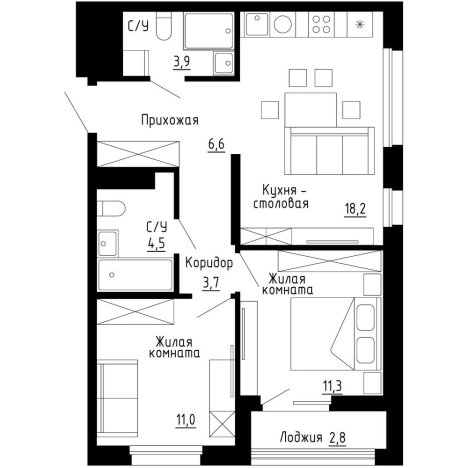Купить двухкомнатную квартиру на вторичке на улице Ново-Киевская в Приморском крае. Вариант № 9768020, 0, площадь -  квм, цена 14241000 рублей