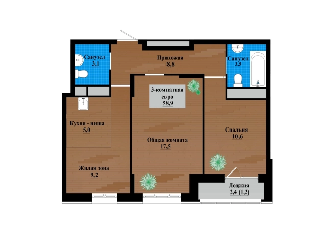 Купить квартиру в районе Черновский в Чите. Вариант № 157420, 0, площадь - квм, цена 8540500 рублей