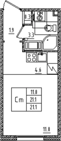 Купить Студию на улице Товарищеский проспект в Санкт-Петербурге. Вариант № 6609314, 0, площадь -  квм, цена 6545979 рублей
