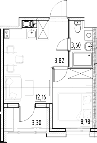 Купить однокомнатную квартиру у метро Бухарестская в Санкт-Петербурге. Вариант № 5559755, 0, площадь -  квм, цена 9933074 рублей