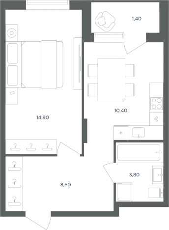 Купить однокомнатную квартиру в ЖК Равновесие в Московской области. Вариант № 157102, 0, площадь -  квм, цена 7850286 рублей