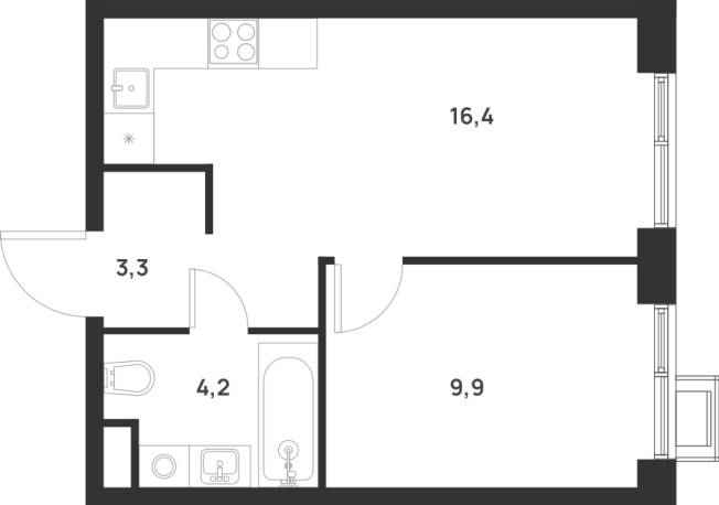 Купить однокомнатную квартиру в новостройках у метро Корниловская в Москве. Вариант № 10414901, 0, площадь -  квм, цена 11749819 рублей