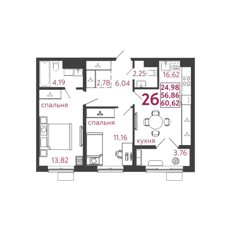 Купить двухкомнатную квартиру в новостройках в ЖК Жилой комплекс "Новобережье" в Пензе. Вариант № 151572, 0, площадь -  квм, цена 5273940 рублей
