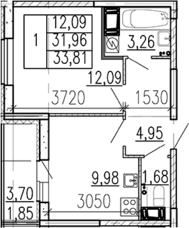 Купить однокомнатную квартиру в новостройках на улице Школьная в Ленинградской области. Вариант № 9096014, 0, площадь -  квм, цена 4846020 рублей