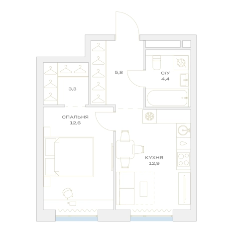 Купить однокомнатную квартиру в ЖК Детали в Москве. Вариант № 8424007, 0, площадь -  квм, цена 17617918 рублей