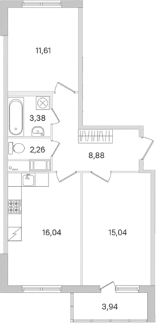 Купить трехкомнатную квартиру в ЖК Ясно.Янино в Ленинградской области. Вариант № 8489204, 0, площадь -  квм, цена 9639885 рублей
