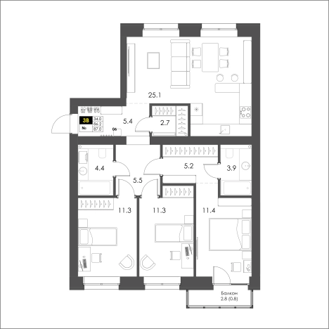 . Вариант № 122553, 0, площадь - 87 квм, цена 13000000 рублей