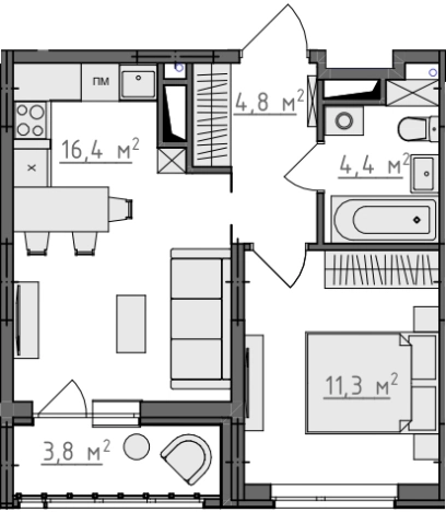 Купить однокомнатную квартиру в новостройках в ЖК Квартал Новаторов в Владимире. Вариант № 156228, 0, площадь -  квм, цена 5044000 рублей