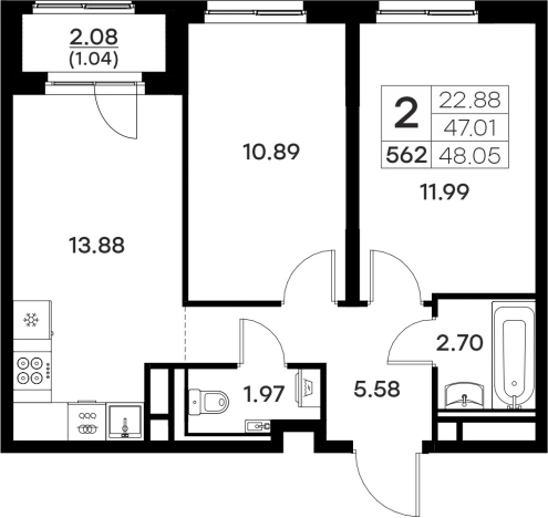 Купить двухкомнатную квартиру в ЖК Glorax Октябрьский в Владимире. Вариант № 134151, 0, площадь -  квм, цена 6659999 рублей