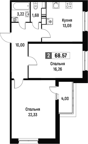 Купить двухкомнатную квартиру на улице Ручьёвский проспект в Мурине. Вариант № 8064634, 0, площадь -  квм, цена 11288028 рублей