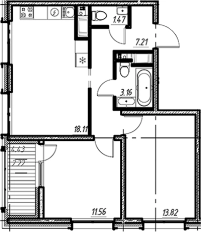 . Вариант № 9154519, 0, площадь - 55.33 квм, цена 9452875 рублей