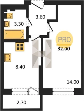 . Вариант № 68535, 0, площадь - 32 квм, цена 2944000 рублей