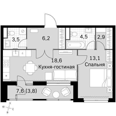 Купить двухкомнатную квартиру в новостройках в ЖК Sky Garden в Москве. Вариант № 9467798, 0, площадь -  квм, цена 29719000 рублей