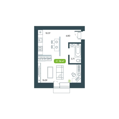 Купить однокомнатную квартиру в новостройках на улице В. Высоцкого в Новосибирске. Вариант № 10026564, 0, площадь -  квм, цена 6603000 рублей