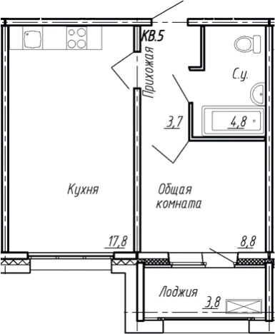 . Вариант № 7784172, 0, площадь - 35.1 квм, цена 5640500 рублей