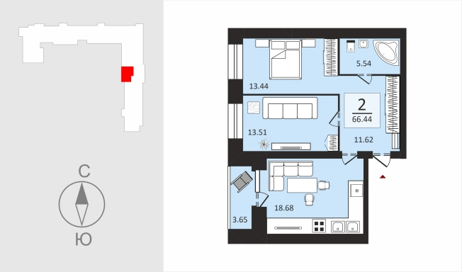 Купить двухкомнатную квартиру в ЖК Загородный парк в Владимире. Вариант № 106592, 1, площадь -  квм, цена 9964500 рублей