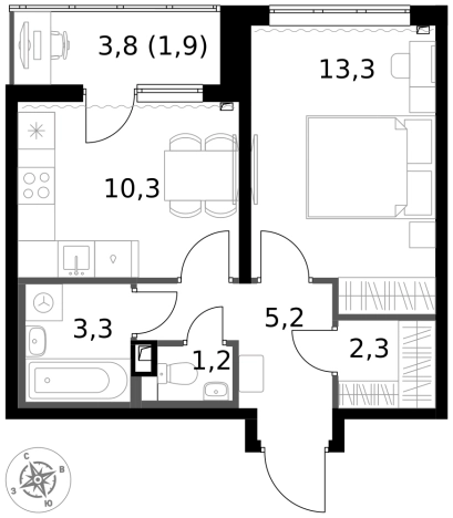 Купить однокомнатную квартиру у метро Физтех в Химках. Вариант № 9711725, 0, площадь -  квм, цена 9120000 рублей