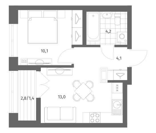 Купить двухкомнатную квартиру в ЖК NEWПИТЕР в Ленинградской области. Вариант № 5258545, 0, площадь - квм, цена 6265000 рублей