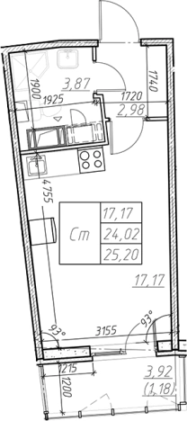 Купить Студию в Мурине. Вариант № 6852015, 0, площадь -  квм, цена 4312791 рублей
