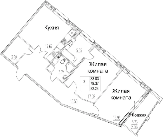 . Вариант № 66330, 0, площадь - 79.37 квм, цена 23752399 рублей