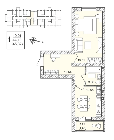 Купить однокомнатную квартиру в ЖК Александровский сад в Воронежской области. Вариант № 138157, 0, площадь -  квм, цена 5727500 рублей