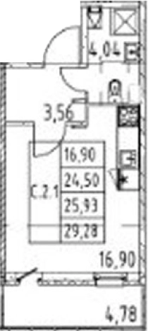 Купить Студию у метро Девяткино в Мурине. Вариант № 7267413, 0, площадь -  квм, цена 4700888 рублей