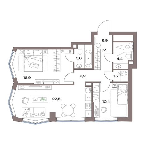 Купить трехкомнатную квартиру у метро Яхромская в Москве. Вариант № 880856, 0, площадь -  квм, цена 32586176 рублей